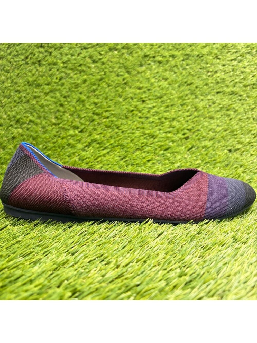 Rothy's The Flat Womens Size 11 Burgundy Blue Casual Knit Slip-On Ballet Flats